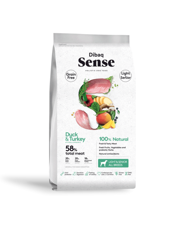 Dibaq Sense Pavo y Pato Light para perros Senior 12 Kg