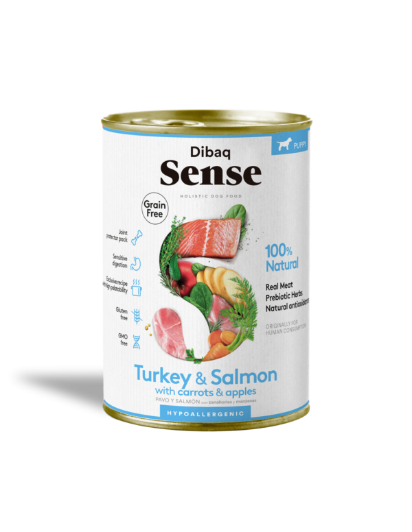 Dibaq Sense comida húmeda salmón y pavo cachorros 380 gr