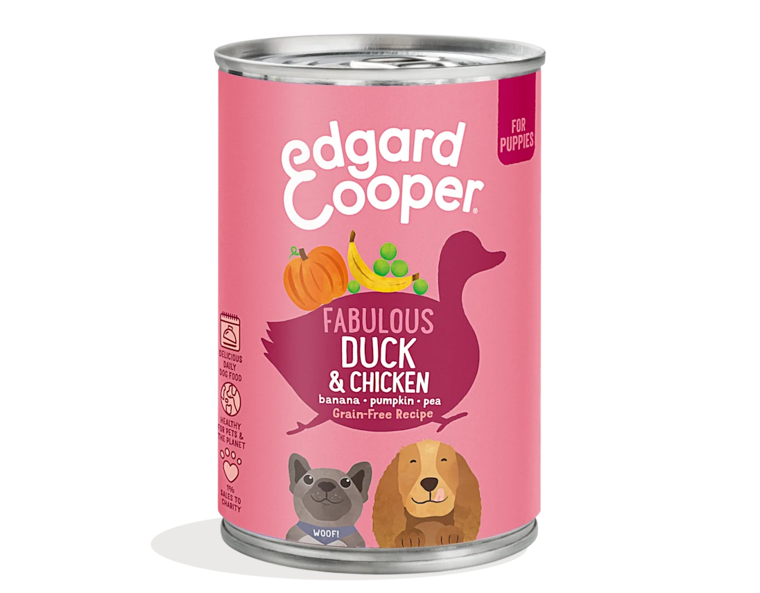 Edgard & Cooper Pato y Pollo Puppy lata 400g 1 Edgard & Cooper Pato y Pollo Puppy lata 400g